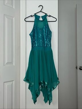 NWT Teal Sequin Halter Dress